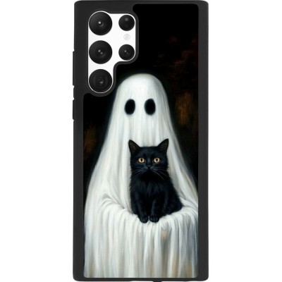 Samsung Galaxy S22 Ultra Case Hülle - Silikon schwarz Halloween 2025 Ghost with black cat