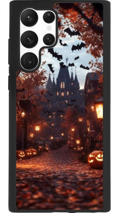 Coque Samsung Galaxy S22 Ultra - Silicone rigide noir Halloween 2025 Haunted house