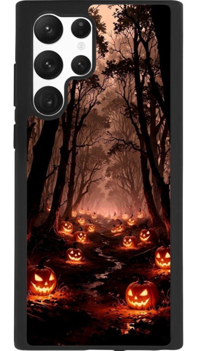 Coque Samsung Galaxy S22 Ultra - Silicone rigide noir Halloween 2025 Road of Terrifying Pumpkins