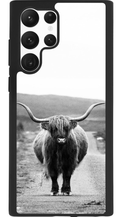 Coque Samsung Galaxy S22 Ultra - Silicone rigide noir Highland cattle