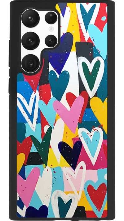 Coque Samsung Galaxy S22 Ultra - Silicone rigide noir Joyful Hearts