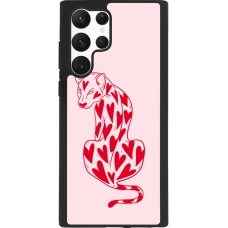 Coque Samsung Galaxy S22 Ultra - Silicone rigide noir Leopard with hearts 2026