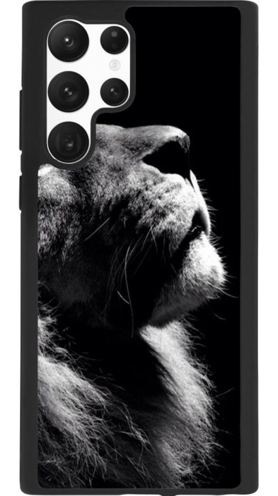 Coque Samsung Galaxy S22 Ultra - Silicone rigide noir Lion looking up