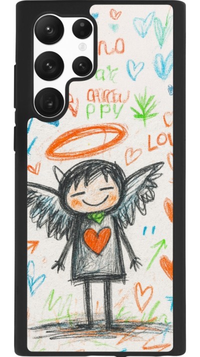 Coque Samsung Galaxy S22 Ultra - Silicone rigide noir Little Angel Sketch Love