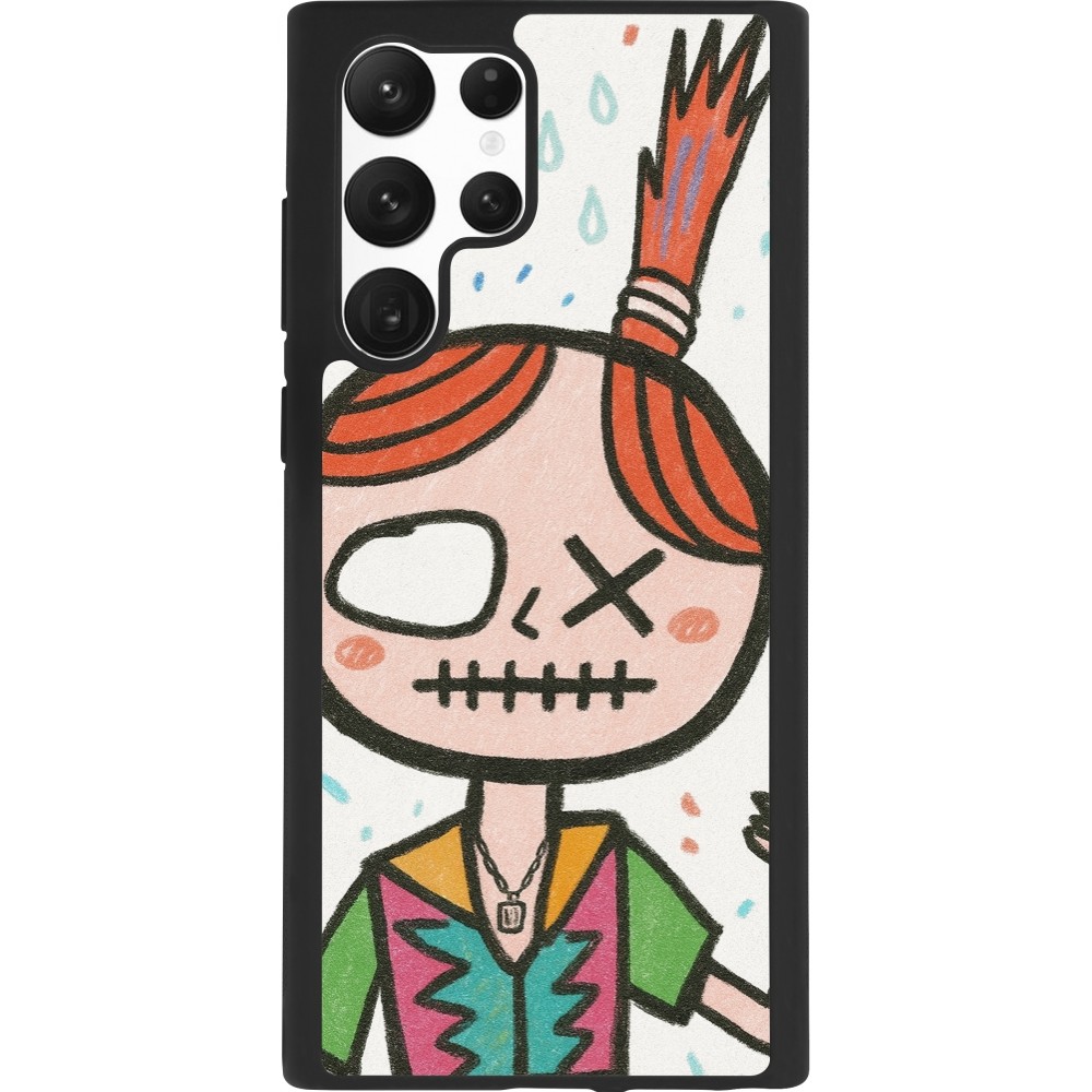 Samsung Galaxy S22 Ultra Case Hülle - Silikon schwarz Little Girl Sketch