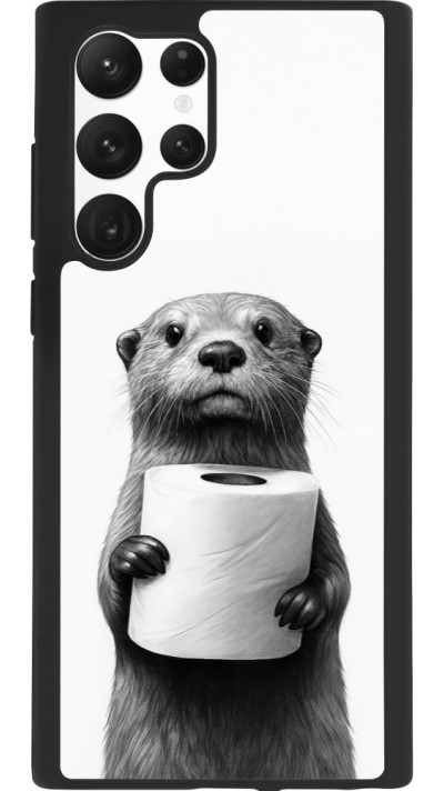 Coque Samsung Galaxy S22 Ultra - Silicone rigide noir Loutre papier de toilette