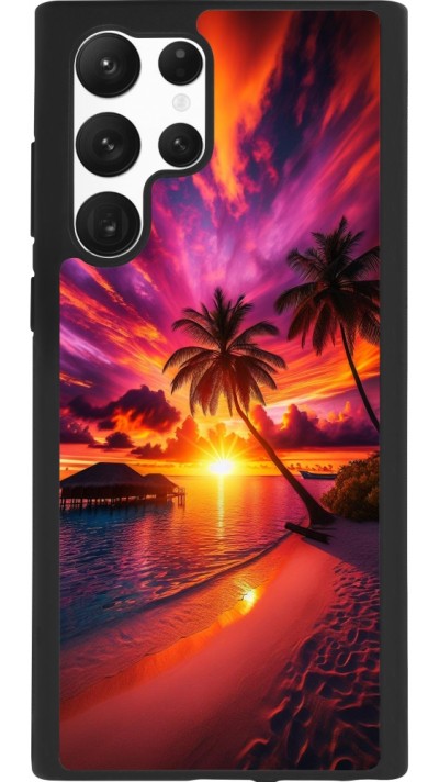 Coque Samsung Galaxy S22 Ultra - Silicone rigide noir Maldives Dusk Bliss