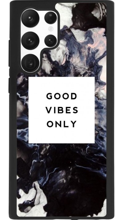 Coque Samsung Galaxy S22 Ultra - Silicone rigide noir Marble Good Vibes Only
