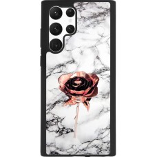Coque Samsung Galaxy S22 Ultra - Silicone rigide noir Marble Rose Gold