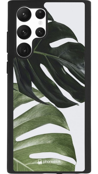 Coque Samsung Galaxy S22 Ultra - Silicone rigide noir Monstera Plant