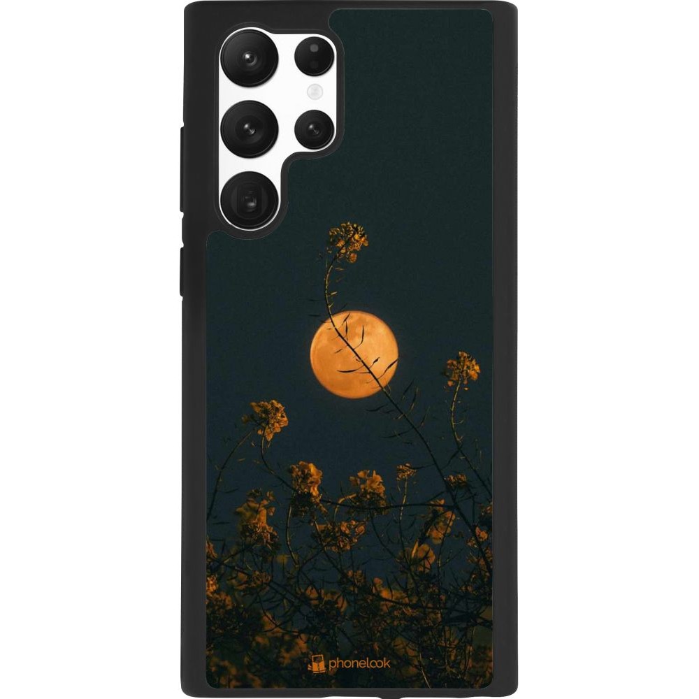 Hülle Samsung Galaxy S22 Ultra - Silikon schwarz Moon Flowers