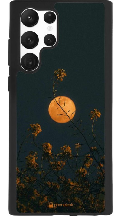 Coque Samsung Galaxy S22 Ultra - Silicone rigide noir Moon Flowers