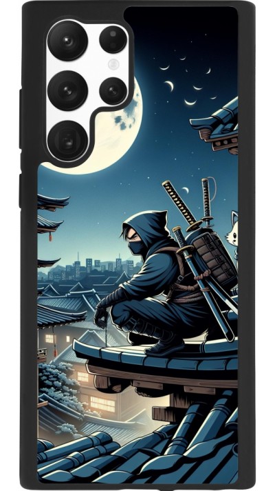 Coque Samsung Galaxy S22 Ultra - Silicone rigide noir Ninja sous la lune