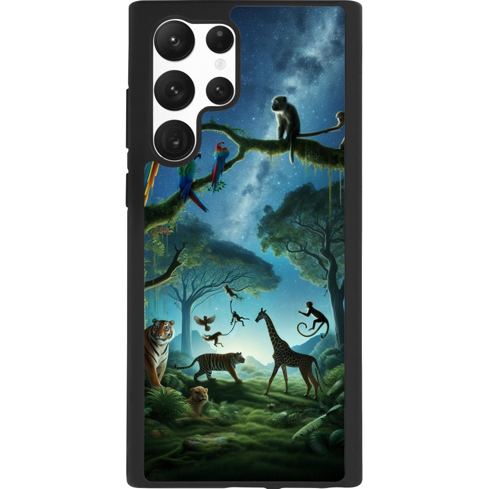 Coque Samsung Galaxy S22 Ultra - Silicone rigide noir Paradis des animaux exotiques
