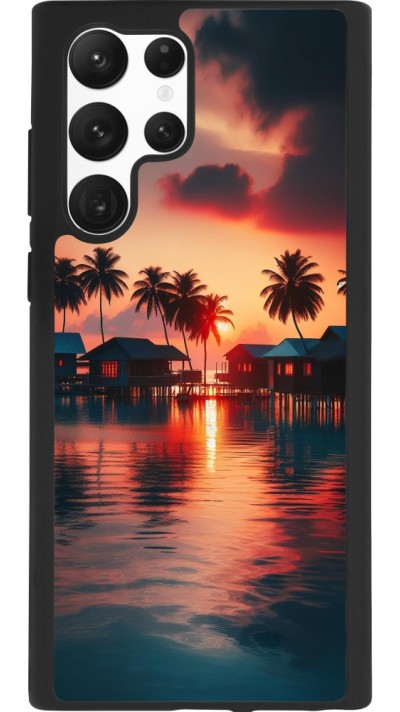 Coque Samsung Galaxy S22 Ultra - Silicone rigide noir Paradis Maldives