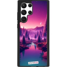 Samsung Galaxy S22 Ultra Case Hülle - Silikon schwarz Lila-rosa Landschaft