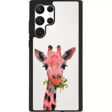 Samsung Galaxy S22 Ultra Case Hülle - Silikon schwarz Pink Girafe Paint