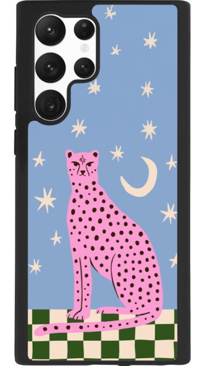 Coque Samsung Galaxy S22 Ultra - Silicone rigide noir Pink leopard with stars 2026