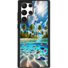 Coque Samsung Galaxy S22 Ultra - Silicone rigide noir Plage Paradis