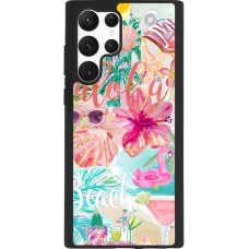 Coque Samsung Galaxy S22 Ultra - Silicone rigide noir Preppy Collage Aloha