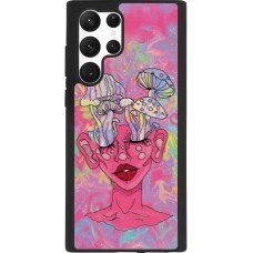 Coque Samsung Galaxy S22 Ultra - Silicone rigide noir Psychedelic pink mushroom
