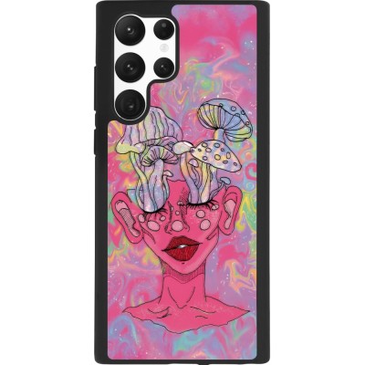 Samsung Galaxy S22 Ultra Case Hülle - Silikon schwarz Psychedelic pink mushroom