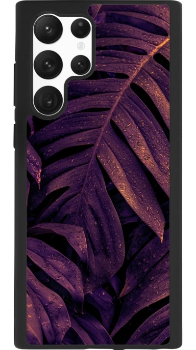 Coque Samsung Galaxy S22 Ultra - Silicone rigide noir Purple Light Leaves