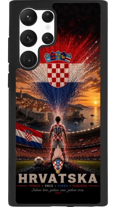 Samsung Galaxy S22 Ultra Case Hülle - Silikon schwarz Fussball Kroatien splash 2026