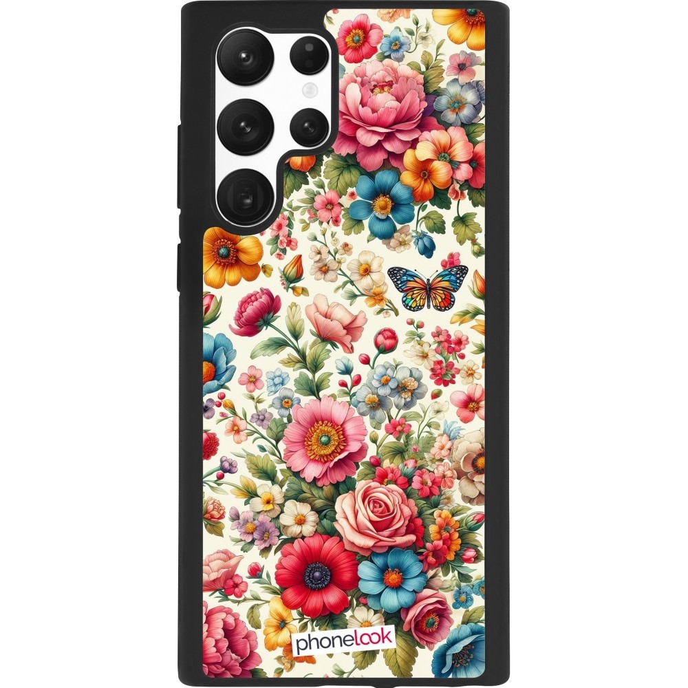 Samsung Galaxy S22 Ultra Case Hülle - Silikon schwarz Spring 25 fruehling bluetend