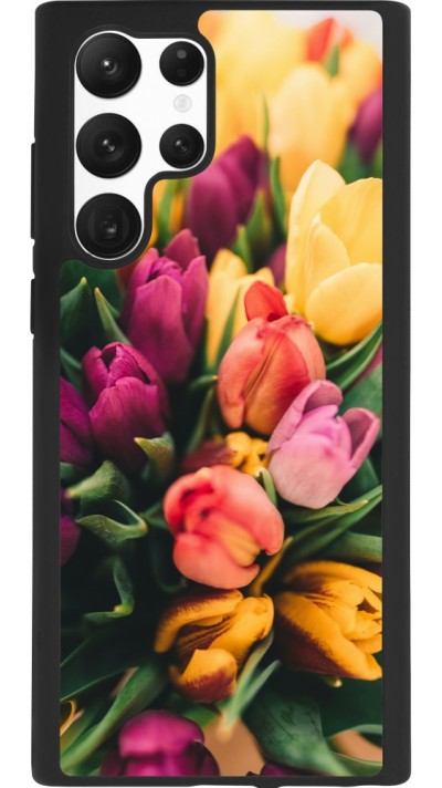 Samsung Galaxy S22 Ultra Case Hülle - Silikon schwarz Bouquet of tulips Spring 2026