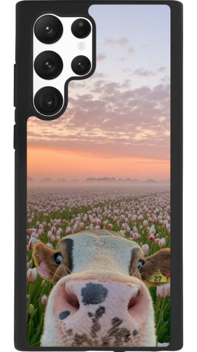 Coque Samsung Galaxy S22 Ultra - Silicone rigide noir Cow with tulips Spring 2026