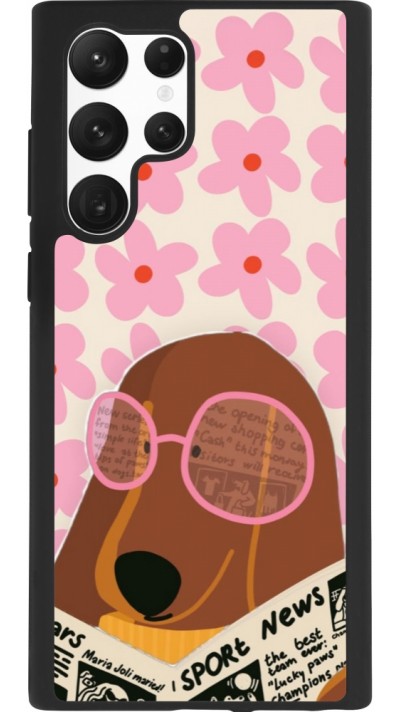 Coque Samsung Galaxy S22 Ultra - Silicone rigide noir Dog with newspaper Spring 2026