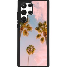 Coque Samsung Galaxy S22 Ultra - Silicone rigide noir Summer 2025 Palmiers