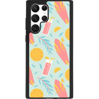 Samsung Galaxy S22 Ultra Case Hülle - Silikon schwarz Summer 2025 Pattern citron