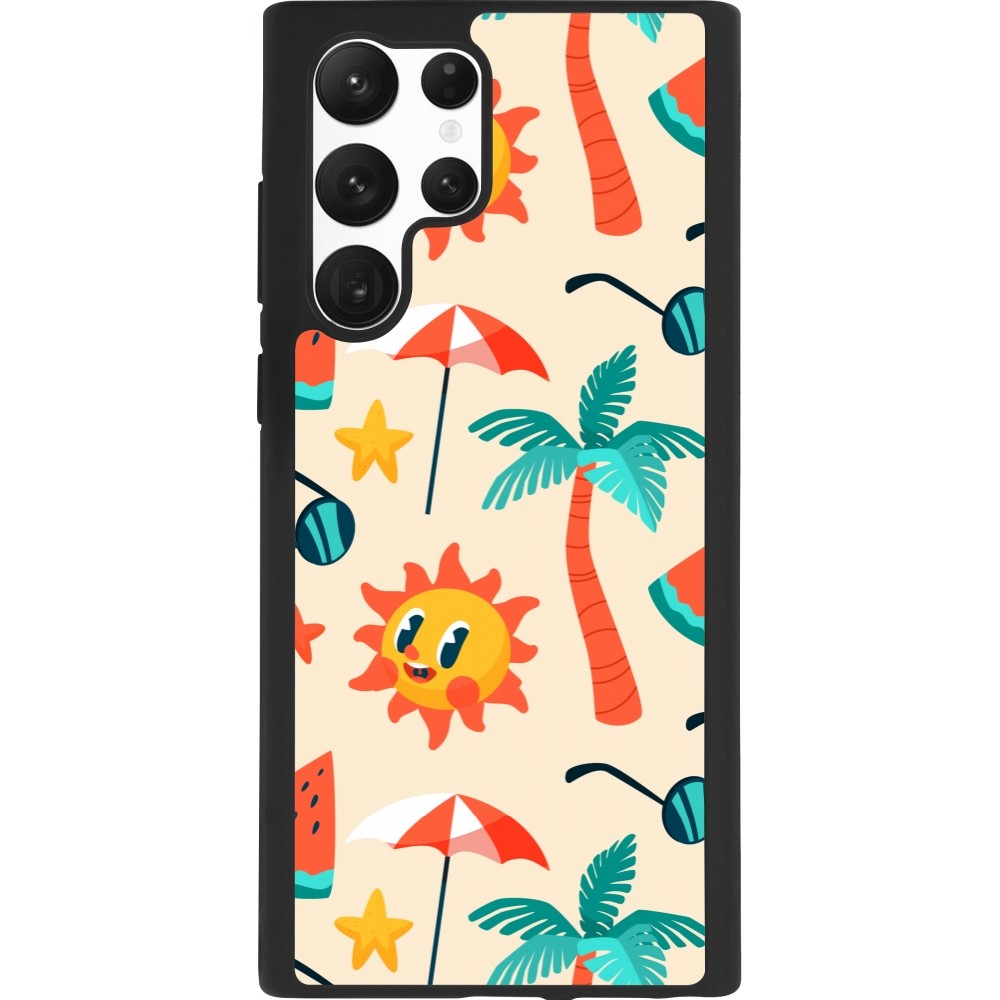 Coque Samsung Galaxy S22 Ultra - Silicone rigide noir Summer 2025 Pattern soleil
