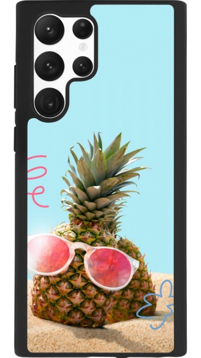Coque Samsung Galaxy S22 Ultra - Silicone rigide noir Pineapple with glasses Summer 2026