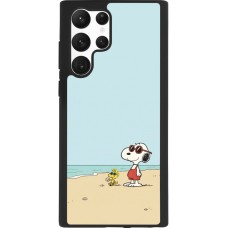 Coque Samsung Galaxy S22 Ultra - Silicone rigide noir Snoopy on the beach Summer 2026