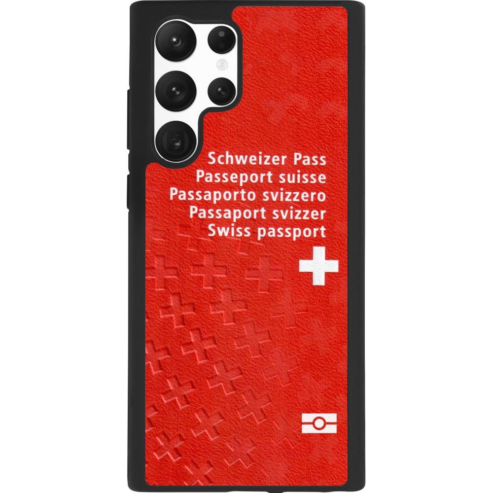 Coque Samsung Galaxy S22 Ultra - Silicone rigide noir Swiss Passport