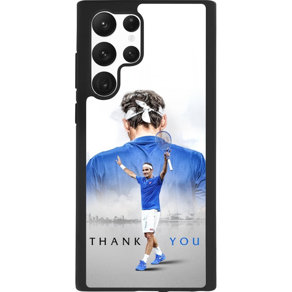 Coque Samsung Galaxy S22 Ultra - Silicone rigide noir Thank you Roger