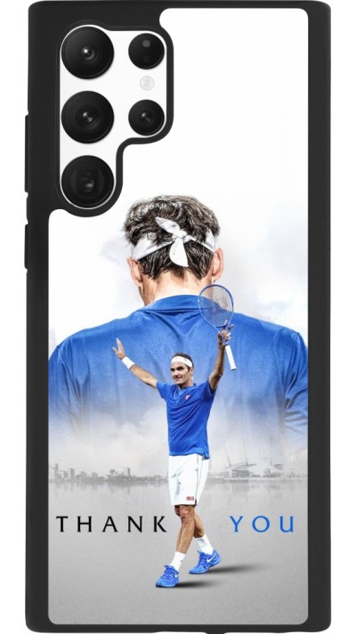 Coque Samsung Galaxy S22 Ultra - Silicone rigide noir Thank you Roger