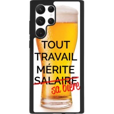 Coque Samsung Galaxy S22 Ultra - Silicone rigide noir Tout travail mérite sa bière