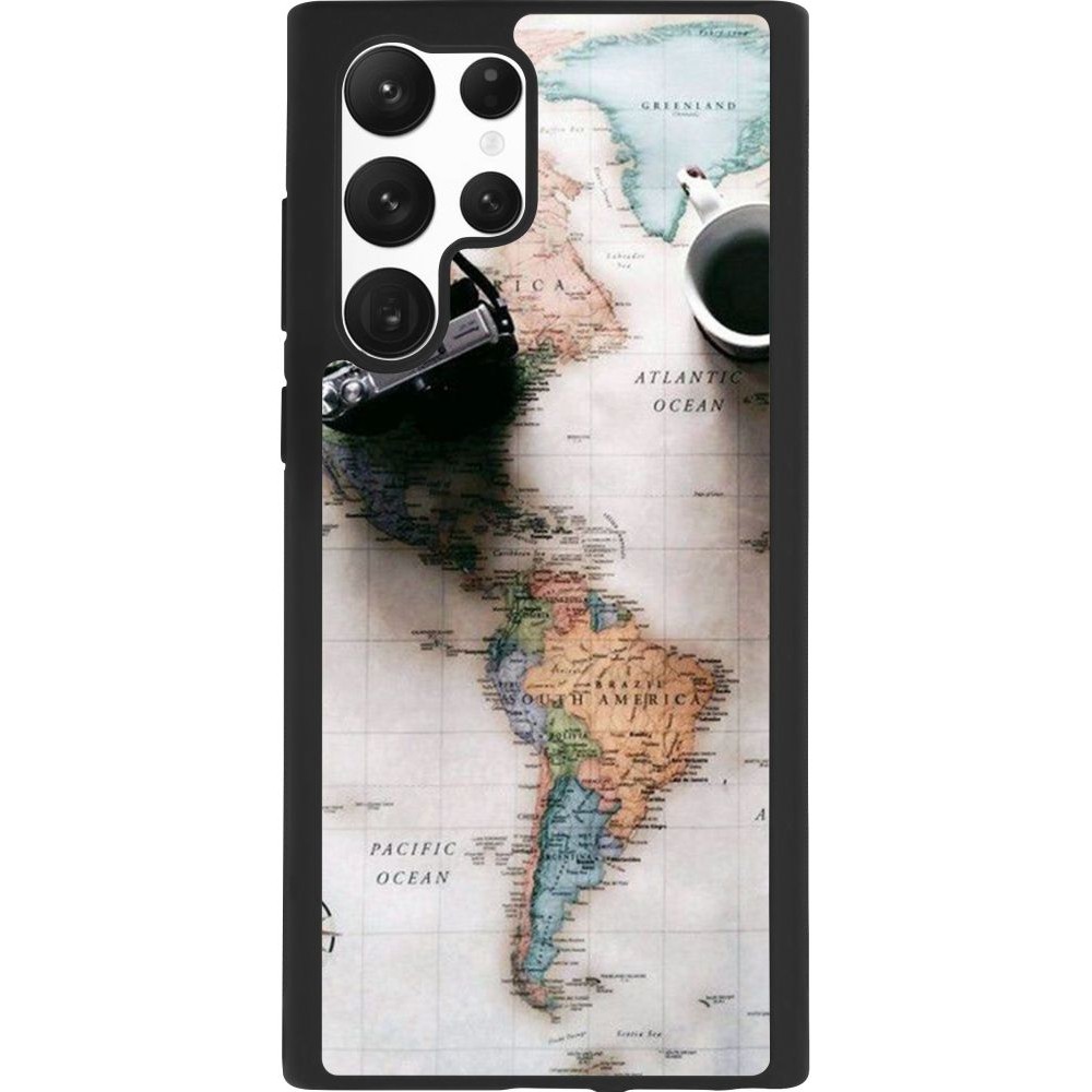 Coque Samsung Galaxy S22 Ultra - Silicone rigide noir Travel 01