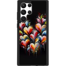 Coque Samsung Galaxy S22 Ultra - Silicone rigide noir Valentine 2024 Coeur Noir Abstrait