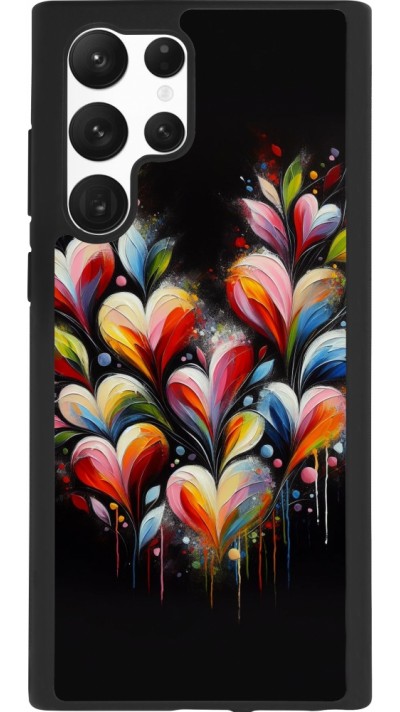 Coque Samsung Galaxy S22 Ultra - Silicone rigide noir Valentine 2024 Coeur Noir Abstrait