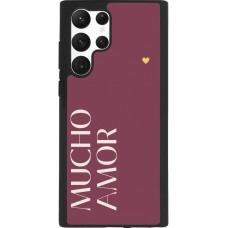 Coque Samsung Galaxy S22 Ultra - Silicone rigide noir Valentine 2024 mucho amor rosado