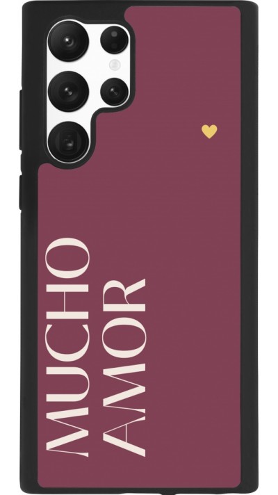 Coque Samsung Galaxy S22 Ultra - Silicone rigide noir Valentine 2024 mucho amor rosado