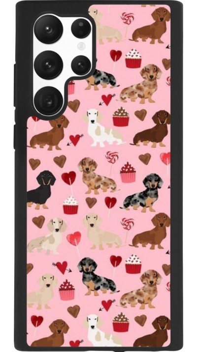 Coque Samsung Galaxy S22 Ultra - Silicone rigide noir Valentine 2024 puppy love