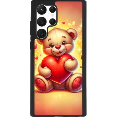 Coque Samsung Galaxy S22 Ultra - Silicone rigide noir Valentine 2024 Teddy love