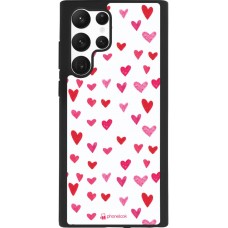 Coque Samsung Galaxy S22 Ultra - Silicone rigide noir Valentine 2022 Many pink hearts