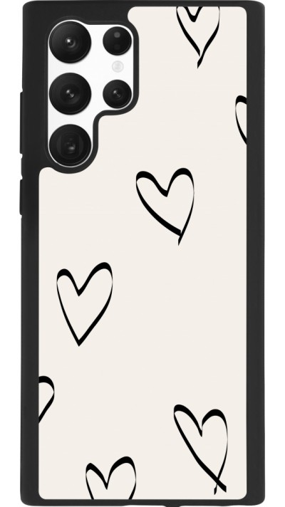 Coque Samsung Galaxy S22 Ultra - Silicone rigide noir Valentine 2023 minimalist hearts